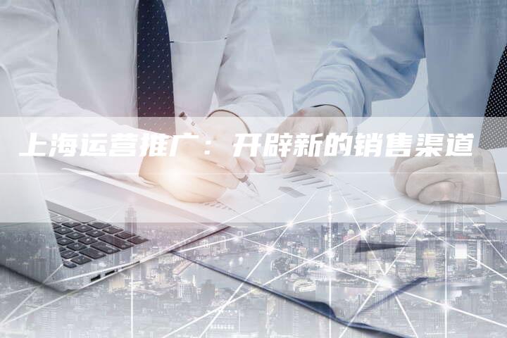上海运营推广:开辟新的销售渠道-夫唯域名网